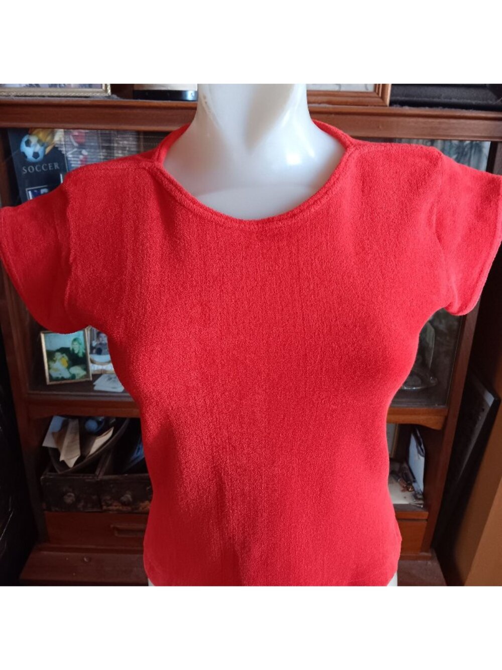 1970's Terry Cloth Knit True Vintage Small  Disco T-shirt Single Stitch Cherry